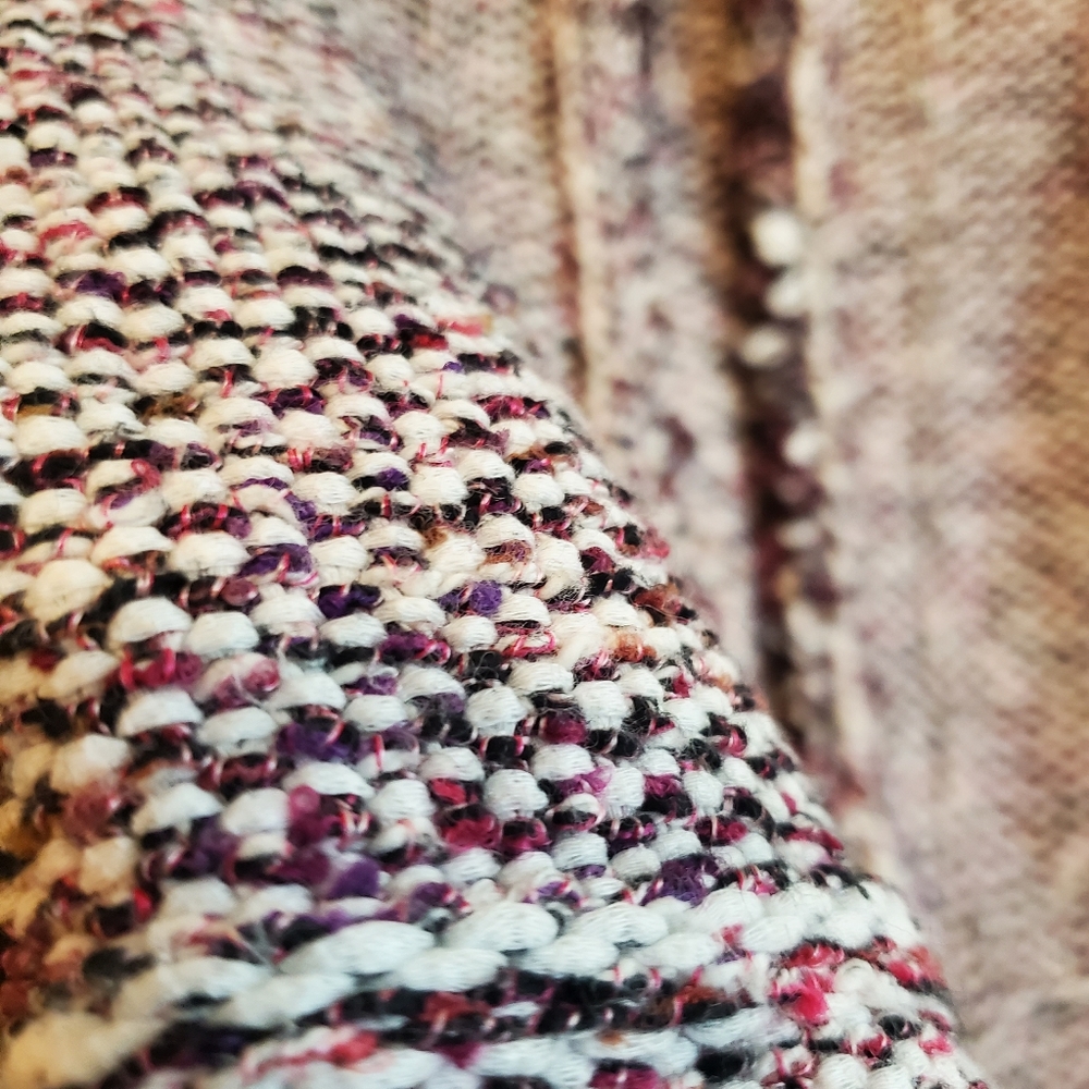 MASSIMO DUTTI | Purple Tweed Frayed Hem Open Italian Yarn Blazer (Size S) - Picture 8 of 14